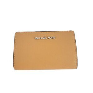 Michael Kors Jet Set Travel Medium Bifold Zip Coin Wallet Peanut Leather